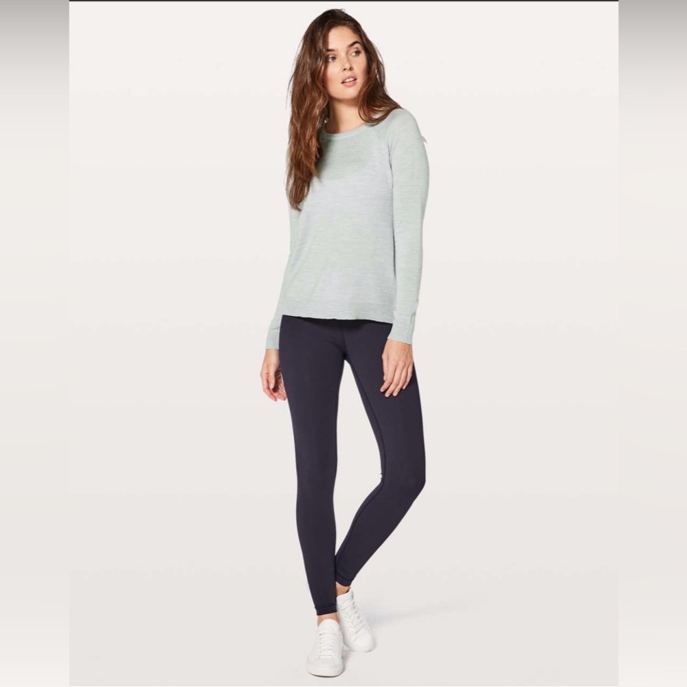 Lululemon Athleta Tied To You Heathered Wool Gray/Blue Women's Sweater Top